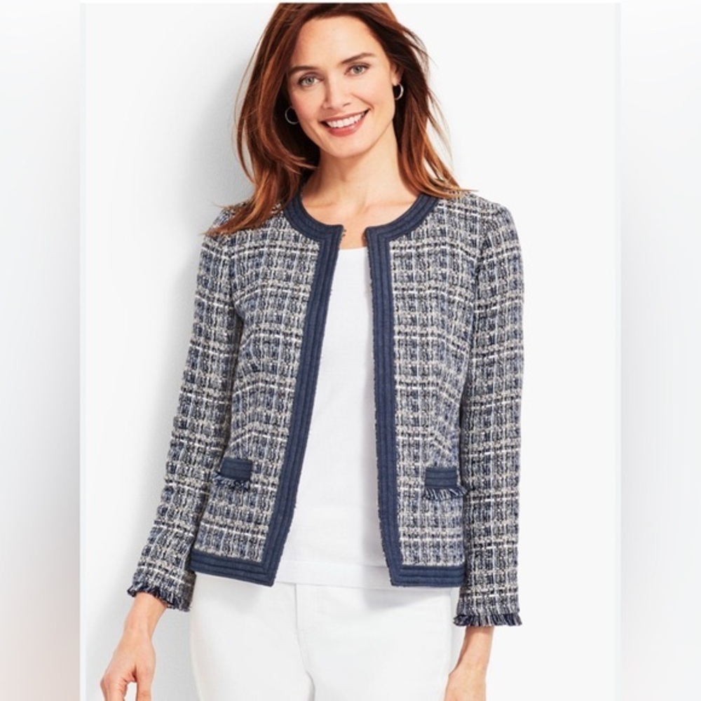 Talbots Navy Blue Tweed Jacket